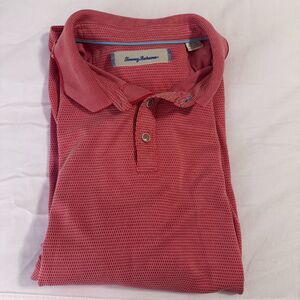 Tommy Bahama Men's XL Polo Shirt - Red Textured Knit - Modal Blend - EUC